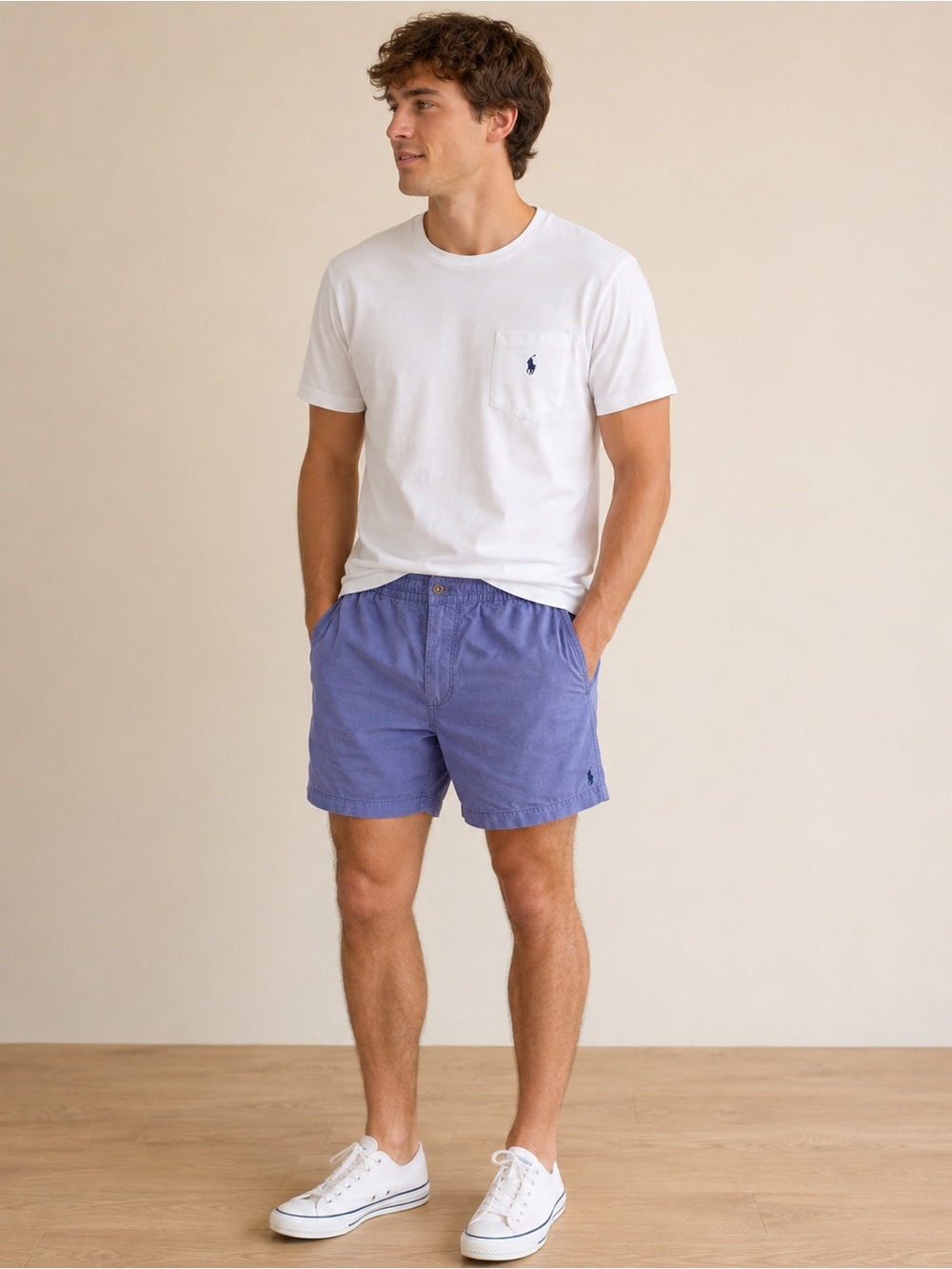 Polo Ralph Lauren Chino Shorts Men XL/TG Blue 6" Elastic Waist Preppy